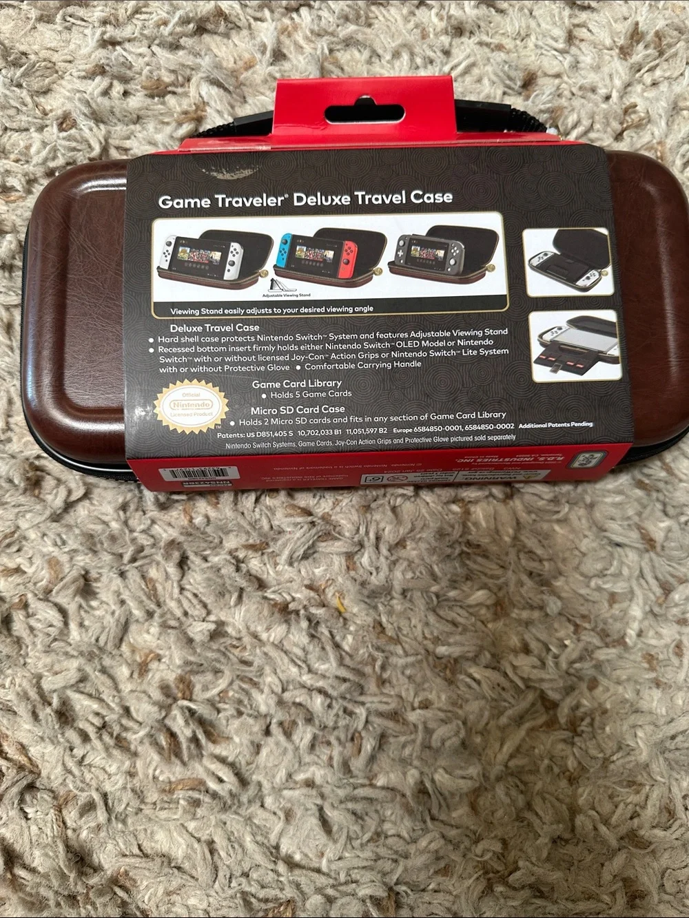 Nintendo Brown Faux Leather Game Traveler Deluxe Case